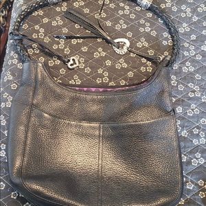 Brighton Black Leather Barbados Hobo Bag